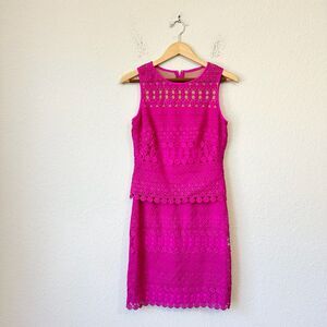 NWT LAUREN RALPH LAUREN Black Label Sheer-Yoke Lace Dress in Paradise Pink
